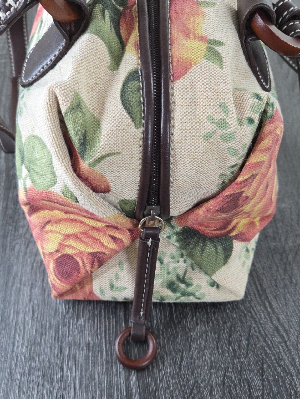 STONE MOUNTAIN Floral Tapestry Satchel Handbag in Antique Large Rose Prin t EUC - Picture 7 of 16